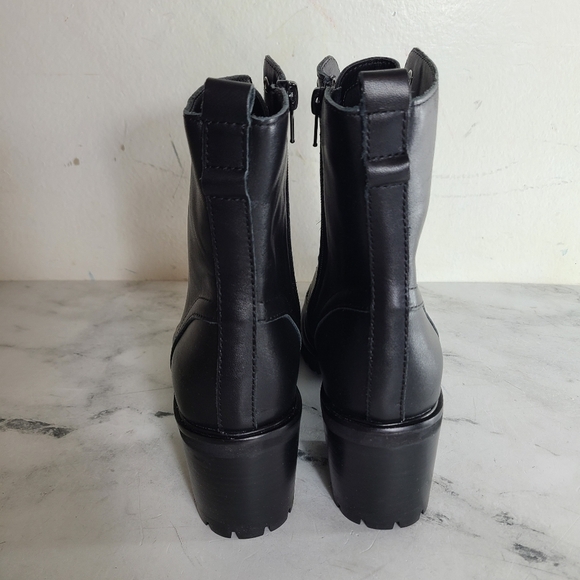 Steve Madden Black Leather Moto Combat Heeled Boots Size 9.5 New With Box - Picture 5 of 6